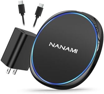 NANAMI 10W Fast Wireless Charger, Qi Charging Pad with Adapter for iPhone 16/15 Pro Max/14 Plus/13/12 Mini/11/XS/XR/X/8, Airpods Pro/3, for Samsung S24 Ultra/S23/S22/S21/S20 fe/S10+,Note 20,Pixel 6/5