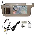 Funfob 7Inch Beige Car Left Sun Visor Rear View Mirror Screen LCD Monitor 2 Channel Video Accessories