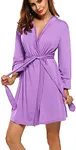 HOTOUCH Womens Robes, Lightweight Robes for Women with 3/4 Sleeves Knit Bathrobe Soft Sleepwear Ladies Loungewear Lilac Medium