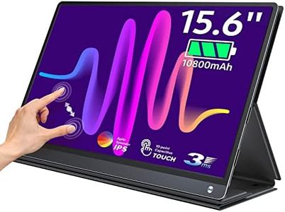 EVICIV Portable Monitor 15.6" 120HZ Touchscreen with Built-in 10800mAh Battery, FHD 1080P IPS Second Screen w/Mini HDMI & Type C Port for Laptops, Gaming Devices, Tablets, Phones, Cameras