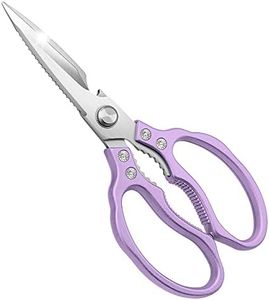 CGBE Kitchen Scissors All Purpose Heavy Duty, Ultra Sharp Stainless Steel Kitchen Shears Dishwasher Safe, Cooking Shears for Chicken, Poultry, Fish, Meat, Herbs & Grapes with Non-Slip Grips - Purple