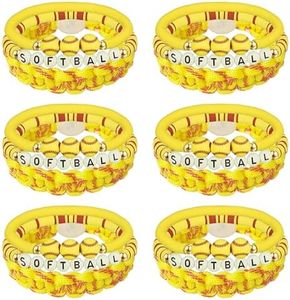 HIYTRANKER 18PCS Adjustable Softball Bead Chain Softball Hand Rope Sport-Themed Bracelet Softball Bracelets Team Gifts Softball Charm for Bracelet