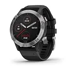 Garmin fenix 6, Premium Multisport GPS Watch, Heat and Altitude Adjusted V02 Max, Pulse Ox Sensors and Training Load Focus, Silver with Black Band