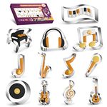 12PCS Music Note Cookie Cutters Set, ISZW Stainless Steel Metal Music Shapes Baking Mold for Kids Baking, Metal Cookie Sandwich Biscuit Cutter Molds for Kids Birthday Party DIY Cake Decoration