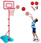 Kids Basketball Hoop Adjustable Height 2.9 ft-6.2 ft Toddler Basketball Hoop for Kids Indoor Outdoor Play Portable Basket Ball Goal Backyard Outside Toys for Boys Girls Age 2 3 4 5 6 7 8 Easter Gift