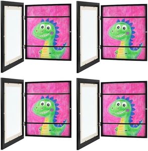 Zenacolor Kids Artwork Frames Changeable - Front-Opening to Display & Store 100 pcs - Set of 4 Kids Art Frame Includes Wall Hooks & Stand - 10x12.5 cm - Black