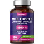 Milk Thistle Capsules 4500mg | 80% Silymarin | High Strength Complex with Artichoke, Dandelion and Choline | 120 Capsules | 100% Vegan Supplement | by Horbaach