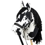 SKIPPI Hobby Horse Rappschecke, Large A3 Hobbyhorse, Hobby Horse with a Halter and Reins in Set, White Horse with Black Spots, Hobby Horsing Horse, Stick Horse