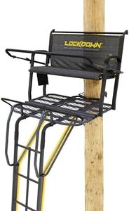 Rivers Edge® Lockdown™ 21' 2-Man, Towering 21' Height, Flip-Up TearTuff™ Mesh Bench Seat, The Ultimate Shooting Rail™, Patent-Pending Ground-Level Ratcheting Technology™, LD207