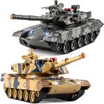 Supdex RC Tank, Remote Control 1/24 Model Tank USA M1A2 and China 99 with 2.4 GHz with Light and Smoke, Sound Effects and Vibration Feedback, for Children from 6 Years, Gift for Boys