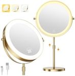 Zlroluyn 1X/30X Makeup Mirror with Lights, Height Adjustable Double Sided Vanity Mirror, 360° Rotation Cosmetic Mirror for Desk Bathroom, Ideal Gift for Women (Antique Bronze)