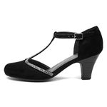 Lilley Vivien Womens Black T-Bar Court Shoe - Size 6 UK - Black