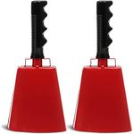 2 Pack 9.5-inch Cowbells for Sporting Events, Percussion Noise Makers with Handle for Football Games, Stadiums (Red)