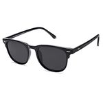 SOJOS Retro Square Polarized Sunglasses for Women and Men TR90 Frame Sunnies SJ2112 with Black Frame/Grey Lens