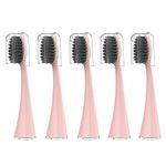 YUNCHI Replacement Toothbrush Heads for Burst Electric Toothbrush Adults with Dust Cover Caps, Soft Charcoal Bristles for Deep Cleaning, Plaque Removal and Whiting Teeth, 5 Count, Rose Gold