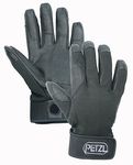 PETZL CORDEX Gloves - Lightweight, Breathable Leather Belay Gloves for Climbing and Rappelling - Black - S