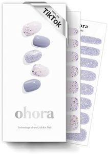 ohora Semi Cured Gel Nail Strips (N Afterglow) - Blue, Glitter, Works with Any UV/LED Lamps, Salon-Quality, Long Lasting, Easy to Apply & Remove - Includes 2 Prep Pads, Nail File & Wooden Stick