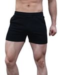 Muscle Alive Mens Gym Bodybuilding Workout Sports Shorts Fitness 3" Shorts Cotton Black M