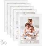 Icona Bay 7x5 Picture Frames (White, 5 Pack), Modern Style Wood Composite Frames Table Top or Wall Mount, Bliss Collection