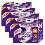 Harpic Drain Xpert Drain Cleaning Powder (50g x 8) | Removes Blockages in Pipes,Sinks & Septic Tanks| Works within 15 minutes | Melts Grease & Dissolves Hair | India's Fastest drain cleaner(Pack of 4)