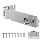 5 Inch Door Hasp Latch Lock, HLOMVE Heavy Duty Gate Latch Lock for Padlock, Large 304 Stainless Steel Shed Hasp Lock with Padlock Hole, Warehouse Gate Latch, Barn Gate Clasp Latch, Brushed Finish