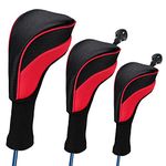 Hauni 3pcs/Set Driver # 1 3 5 Fairway Wood Cover Golf Club Headcover (Red（3pcs）)