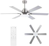 Parrot Uncle Ceiling Fans with Lights and Remote 60 Inch Modern Ceiling Fan with Light Large Outdoor Ceiling Fans for Patios Covered, Dimmable LED Light, Timer, Reverse Airflow, Brushed Nickel