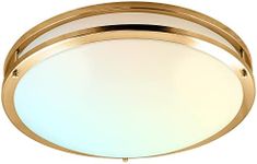 LUXRITE 18 Inch LED Flush Mount Ceiling Light, 5 Color Selectable 2700K | 3000K | 3500K | 4000K | 5000K, Dimmable Ceiling Light Fixture, 24W, 2160 Lumens, Energy Star, ETL Listed, Brushed Brass