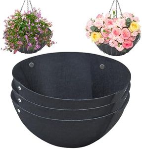 Emsiok 3PCS 16 Inch Round Hanging Basket Liners Fabric Hanging Plant Liners Non-Woven Planter Liners Black Felt Liners Replacement Inserts for Hanging Baskets Outdoor Plants - Avoid Bird Nesting