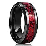 King Will Men's 8mm Red Carbon Fibe