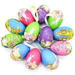 Easter Eggs Decorations,12 Pcs Colorful Paper Mache Easter Eggs Decorated Hanging Ornaments,DIY Crafts Eggs Easter Tree Ornaments Decor,Eggs Painted for Kids School Home Office Party Supplies Gifts