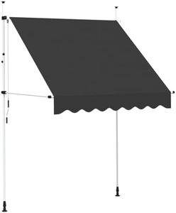 vidaXL Manual Retractable Awning with Adjustable Angle - 200 cm, Weather-Resistant, Water-Repellent, UV-Resistant, Anthracite Color, Ideal for Outdoor Living Spaces