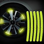 Grodd 3D 20 Pcs Car Tire Wheel Hub Ring Sticker Motor Auto Outdoor Custom Logo Reflector Car Wheel Rim Warning Reflective Stickers Universal for Bike Car and Bicycle (Neon Colour)