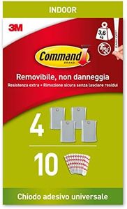 Command Chiodo Adesivo Universale XL per Cornici con Passepartout- 4 Chiodi e 10 Strisce Adesive - ottimale per Appendere Quadri, Specchi e Orologi senza Forare o Danneggiare il Muro - Fino a 3,6 Kg