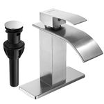 Fransiton Black Bathroom Faucet Bathroom taps 1 or 3 Hole Bathroom Sink Faucet Single Handle washroom Waterfall Faucet with Deck and Pop-up Drain