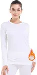MANCYFIT Thermal Underwear for Women Long Johns Set Fleece Lined Ultra Soft White X-Large