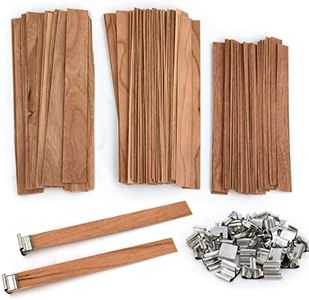 50 Set Wood Candle Wicks 3 Widths, DIY Candle Making Supplies Wooden Wicks with Iron Stands for Handmade Candles Including 20Set 5.1x0.51in, 20Set 5.9x0.59in, 10Set 5.9x0.75in Natural Wood Wick