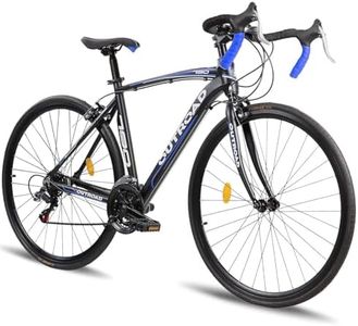 Max4out 700C Wheel Road Commuter Bike, 14/21 Speed Shifter, Dual Disc Brakes Racing Bicycle with Light Aluminum Alloy Frame for Adult(Blue)