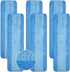 6 Pack Microfiber Cleaning Pads are Compatible with Bona Mop,18 Inch Replaceable Mop Pad Refill,Washable & Reusable Blue Microfiber Mop Pads for Hardwood and Hard-Surface Floors