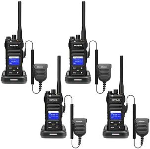Retevis NR30S Walkie Talkies for Adults, Long Range Waterproof 2 Way Radios with Mic, Heavy Duty Two Way Radio, Noise Canceling, Group Call, Business Radio, for Jobsite(4 Pack)