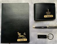 Saanvi Crafts Personalized 4 in 1 Leather Gift Set with Pen, Planner Diary, Wallet and Metal Keychain -Perfect for Gifting on Any Occasion (Name Engraved ON All Items)