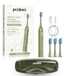 Perfora Rechargeable Smart Sonic Electric Toothbrush For Adults | With 4 Modes & 60 Day Battery Life | IPX7 Waterproof Sonic Tooth brush with 4 Brush Heads & Travel case | 2 Year Warranty