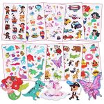 ACWOO Unicorn Temporary Tattoos, 10 Sheets Unicorn + Animal + Dinosaur Shiny Temporary Tattoo Stickers for Kids, Waterproof Removable Glitter Tattoos for Birthday Party Bag Filler (Unicorn-B)