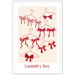 Rubeoxn Trendy Red Bow Poster Hanger Bow Laundry Day Aesthetic Wall Art Downtown Girl Preppy Ribbon Prints Painting For Girls Room Bathroom Home Bedroom Dorm Wall Decor 12x16in Unframed