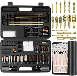 iunio Universal Gun Cleaning Kit, with Mat and Case, Full Brass Jags, Rods and Adapters, for All Guns, Rifle, Shotgun, Handgun, Pistol, Hunting, Shooting, All Caliber