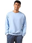 NOBERO Men's Cotton Blend Crew Neck Sweatshirt (1M-TWSS-R0005_Powder Blue