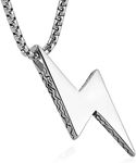 AsAlways Men Women Locomotive Street Punk Hip Hop Retro Minimalist Geometric Lightning Bolt Pendant Necklace