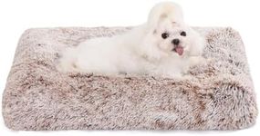 Bedfolks Waterproof Dog Crate Bed,Plush Dog Crate Pad with Removable Cover,Faux Fur Dog Bed for Small Dogs and Cats,Fluffy Washable Dog Kennel Bed 17"x12",Brown