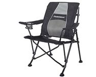 Armurillo Strongback Guru Black - Ergonomic Foldable Camping Chair with Lumbar Support, 50 cm-wide chair, armrests, drinks holder