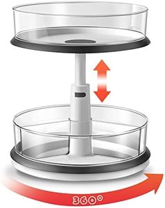 Ynelyase 2 Tier Lazy Susan Organizer Clear Turntable for Cabinet Bathroom Countertop and Pantry with Large Spice Rack (11 Inch, White)
